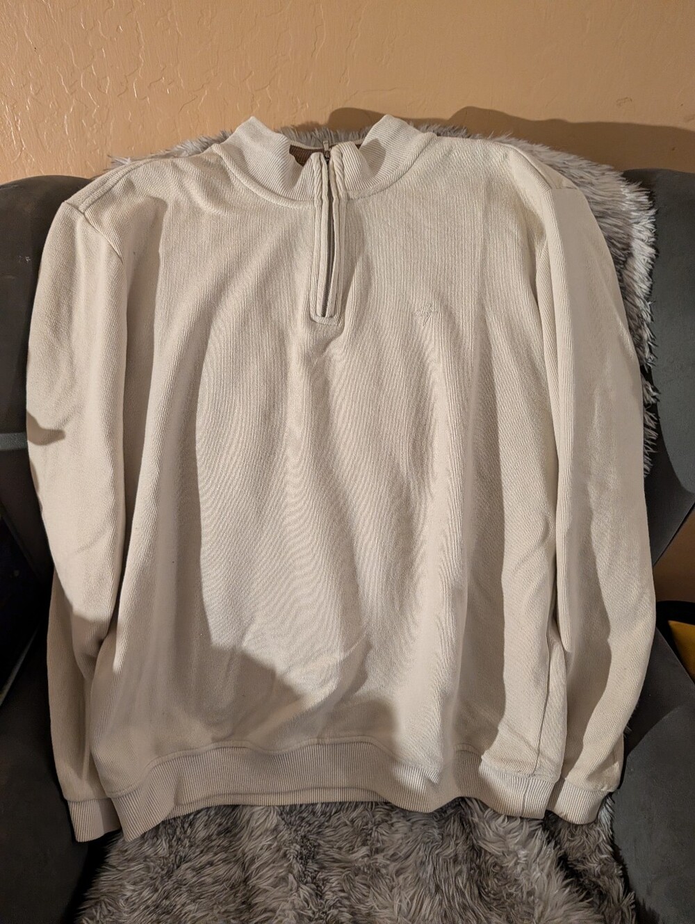 CAL-POLY Men's Lightweight Quarter-Zip Sweater Pullover - Cream